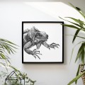 Iguana – grafika czarno-biała