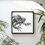Iguana - grafika czarno-biała
