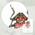 Czerwony żuk – akwarela. Art Print – zbliżenie detalu