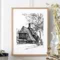 Drewniany kościółek – widok od tyłu – grafika art print