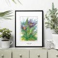 Sasanka zwyczajna – akwarela. Art Print – aranżacja we wnętrzu, ujęcie 2