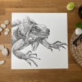 Iguana – grafika w oprawie. Oryginał – zdjęcie 2