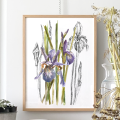 Irysy w stylu mieszanym. Art Print – aranżacja we wnętrzu