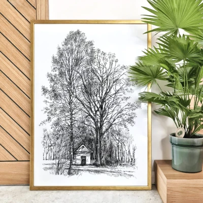 Kapliczka. Grafika art. print.