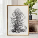 Samotne drzewo. Grafika Art. Print