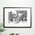 Kościół NSPJ w Bieruniu – grafika art print – aranżacja we wnętrzu, ujęcie 2