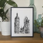 Kraków - Kościół Mariacki - grafika czarno-biała
