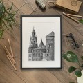 Kraków – Baszta Sandomierska – grafika czarno-biała
