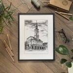 Ratusz w Gliwicach - grafika czarno-biała