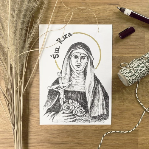 Św. Rita – grafika art print w oprawie
