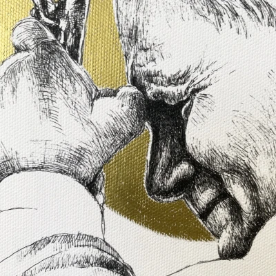 Św. Jan Paweł II. Grafika art. print w oprawie.