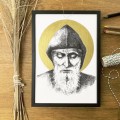 Św. Charbel – grafika art print w oprawie