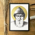 Św. Charbel.  Grafika art. print w oprawie.