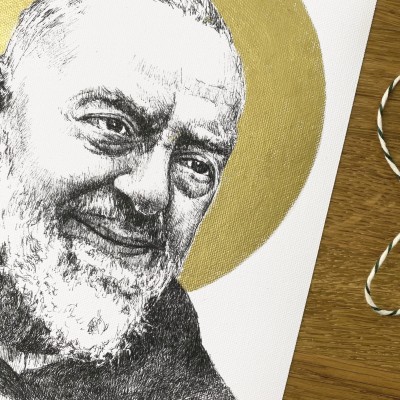 Św. Ojciec Pio. Grafika art. print w oprawie.