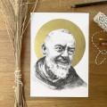 Św. Ojciec Pio – grafika art print w oprawie – zdjęcie 2