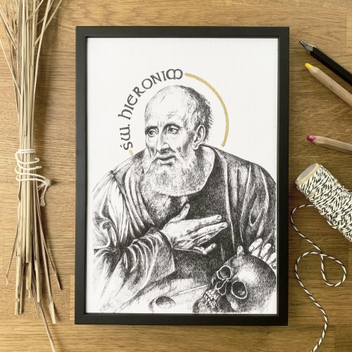 Św. Hieronim – grafika art print w oprawie