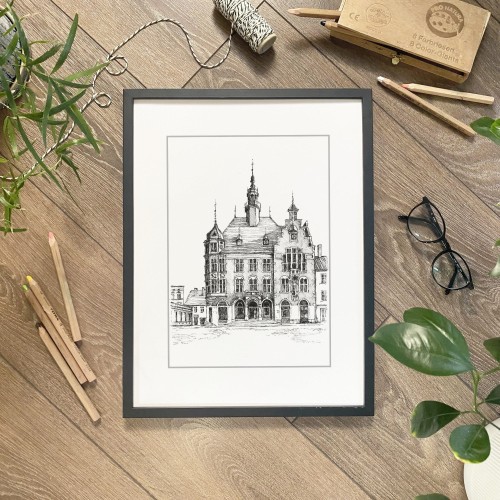 Ratusz w Tarnowskich Górach. Grafika ORYGINAŁ