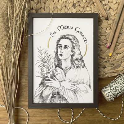 Św. Maria Goretti. Grafika art. print w oprawie.