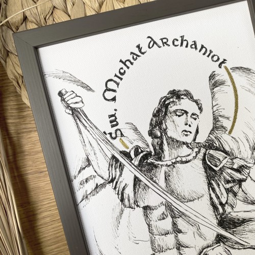 Św. Michał Archanioł – grafika art print w oprawie