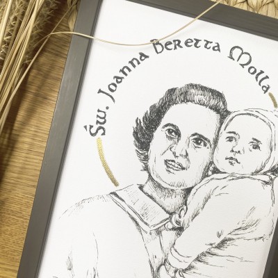 Św. Joanna Beretta Molla. Grafika art. print w oprawie.