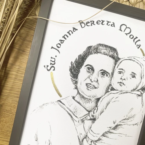 Św. Joanna Beretta Molla – grafika art print w oprawie