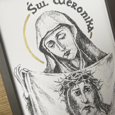 Św. Weronika. Grafika art. print w oprawie.