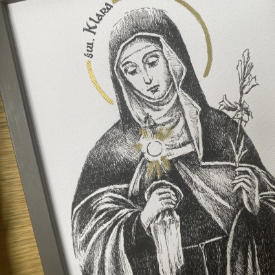 Św. Klara. Grafika art. print w oprawie.