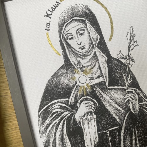 Św. Klara – grafika art print w oprawie