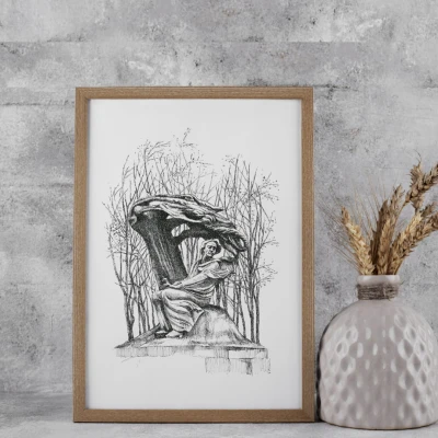 Pomnik Fryderyka Chopina. Grafika art.print.