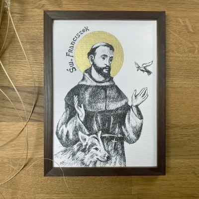 Św. Franciszek. Grafika art. print w oprawie.