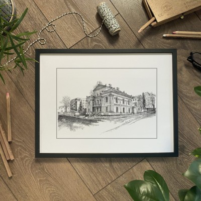 Kielce. Willa Hueta. Grafika art.print.