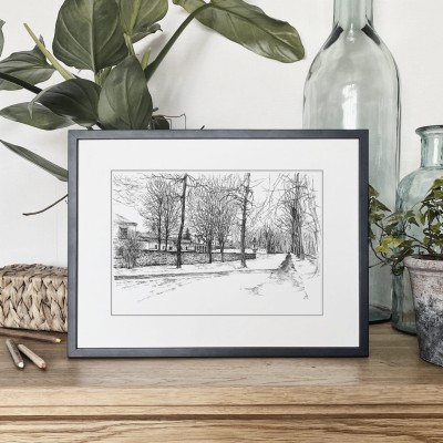 Kielce. Park miejski. Grafika art.print.
