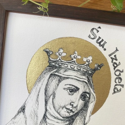 Św. Izabela. Grafika art. print w oprawie.