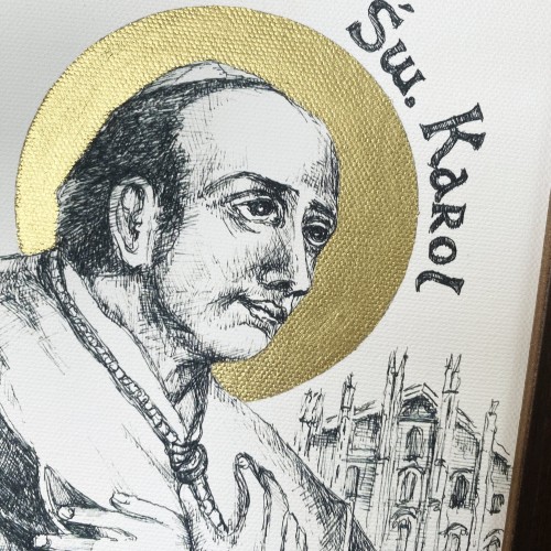 Św. Karol – grafika art print w oprawie