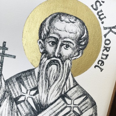 Św. Kornel. Grafika art. print w oprawie.