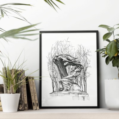 Pomnik fr. Chopina. Grafika art. print w oprawie.