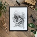 Pomnik fr. Chopina – grafika art print w oprawie – aranżacja we wnętrzu