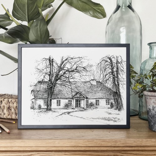 Dworek Fr. Chopina – grafika art print w oprawie