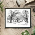 Dworek Fr. Chopina – grafika art print w oprawie – aranżacja we wnętrzu