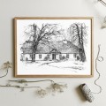 Dworek Fr. Chopina – grafika art print w oprawie – aranżacja we wnętrzu, ujęcie 3