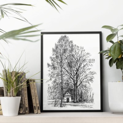 Kapliczka. Grafika art. print w oprawie.
