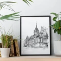 Gliwice – budynek "Czerwona Chemia" – grafika art print w oprawie – zdjęcie 2