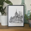 Gliwice – budynek "Czerwona Chemia" – grafika art print w oprawie – zdjęcie 4