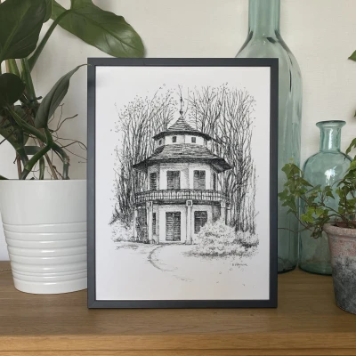 Domek Chiński w Żywcu. Grafika art. print.